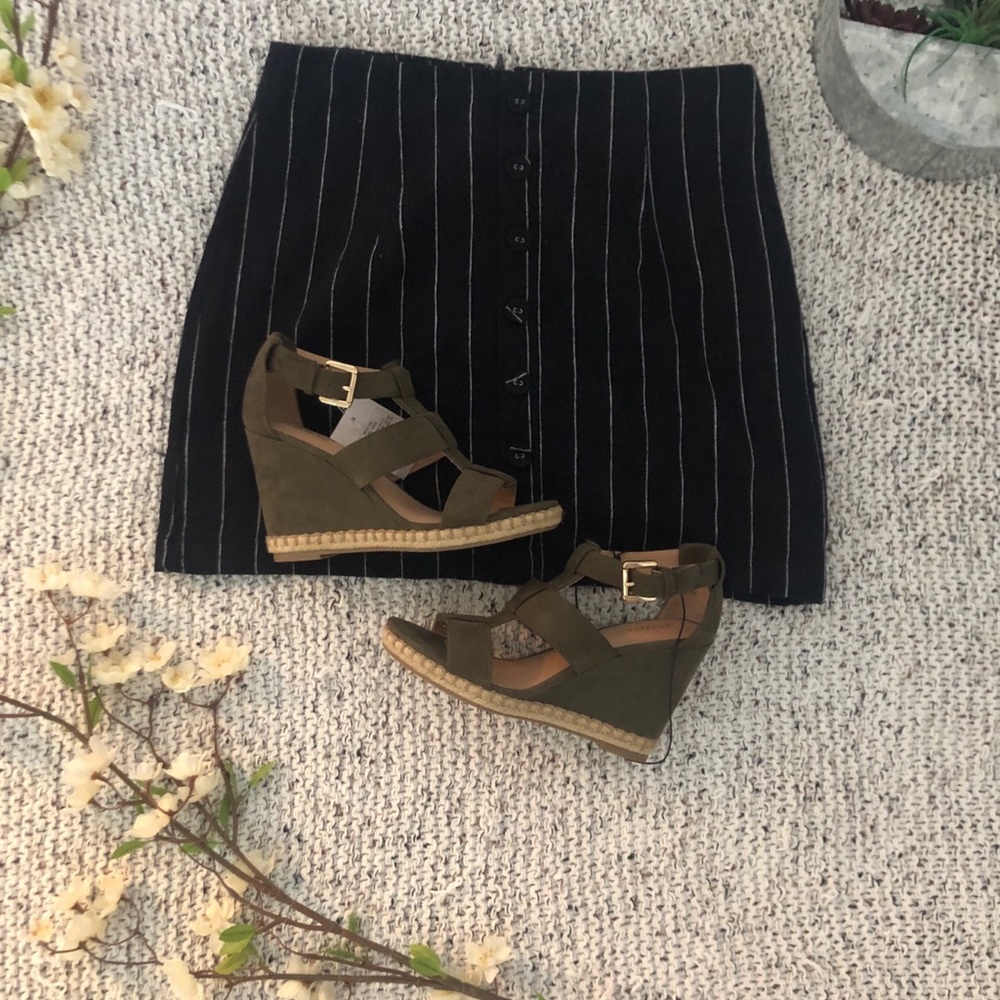 Olive Suede Wedge Heels